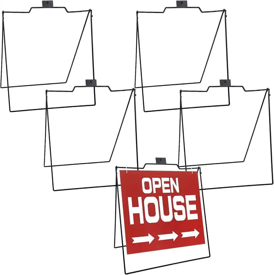 Therwen 5 Pcs 28" x 29.5" A Frame Metal Sign Stand for 18'' x 24'' Open House Sign Black a Frame Sidewalk Stand Holder for Black Foldable Outdoor