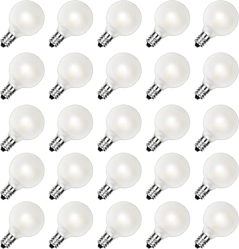 25PK G40 LED Frosted Replacement Bulbs, E12 Candelabra Base Globe Bulbs