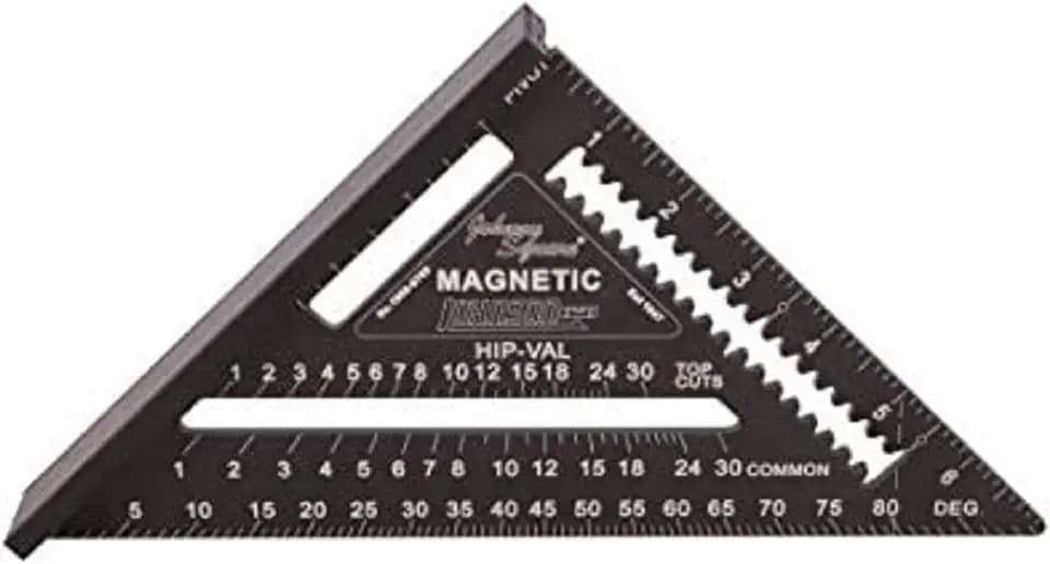 Johnson Level & Tool 1959-0700 Magnetic Johnny Square Professional Easy-Read Aluminum Rafter Square, 7", Black, 1 Square