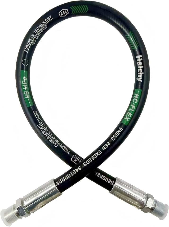 Haichy 15611-12-12-120 Hydraulic Hose Assembly 3/4" Hydraulic Hose with Male NPT X Male NPT, 120" Long, 3118 PSI