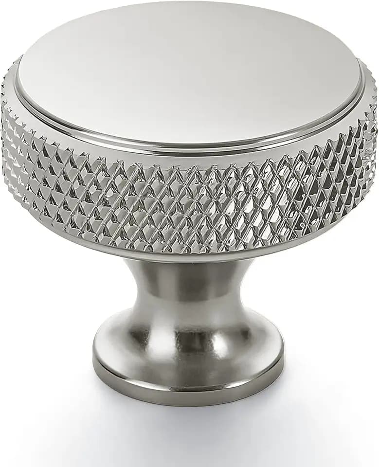 10 Pack Brushed Nickel Knurled Cabinet Knobs Round Drawer Pulls
