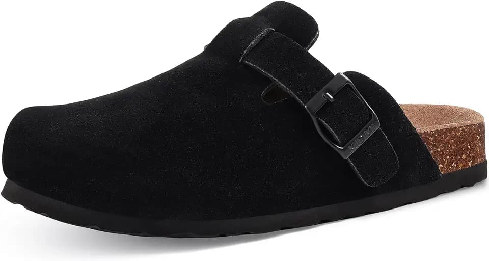 KIDMI Unisex Vegan Suede Clogs Mules with Cork Footbed