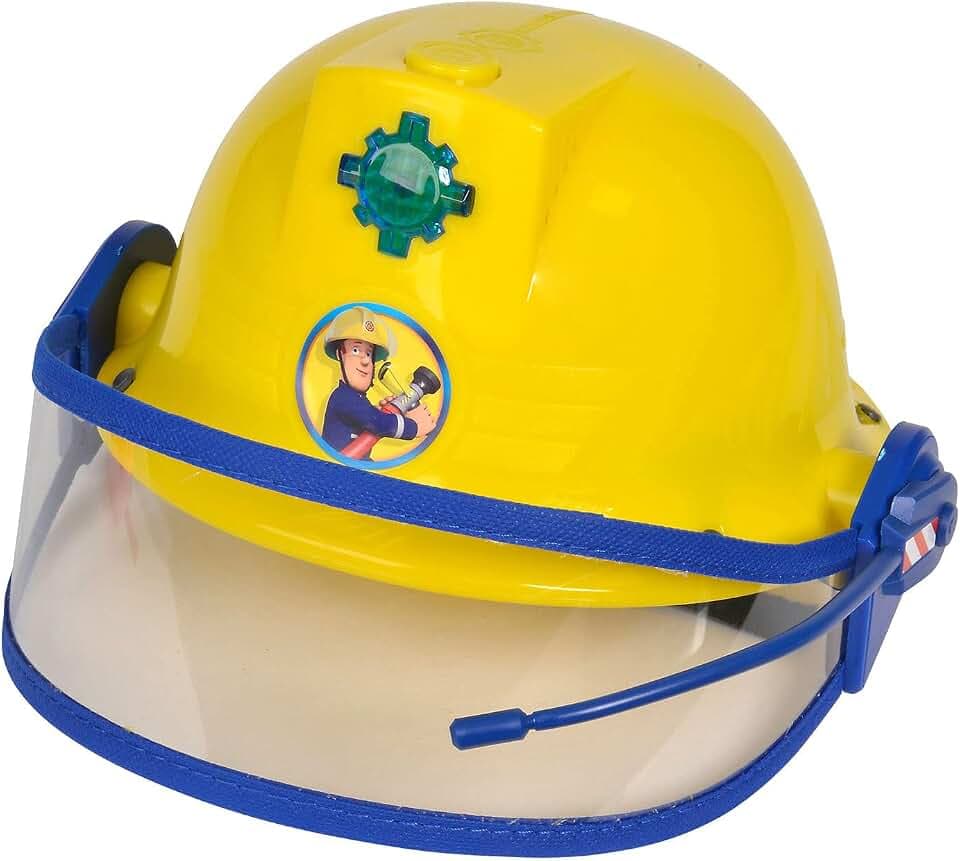Simba 109252365 - Feuerwehrmann Sam Helm, Feuerwehrhelm mit Funktion, gelb, mit Licht und Sirenen Sound, Größeneinstellung möglich, D:23cm, für Kinder ab 3 Jahren