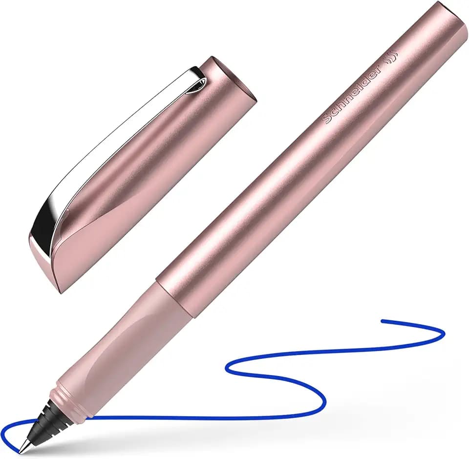 Schneider 186209 Ceod Shiny Tintenroller (Rechts- und Linkshänder, Strichstärke M, inkl. Tintenpatrone Königsblau) Powder pink