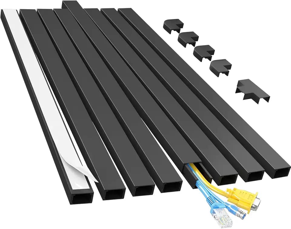 Yecaye Cord Covers for Wires on Wall, 113in, W0.95in H0.55in, Black
