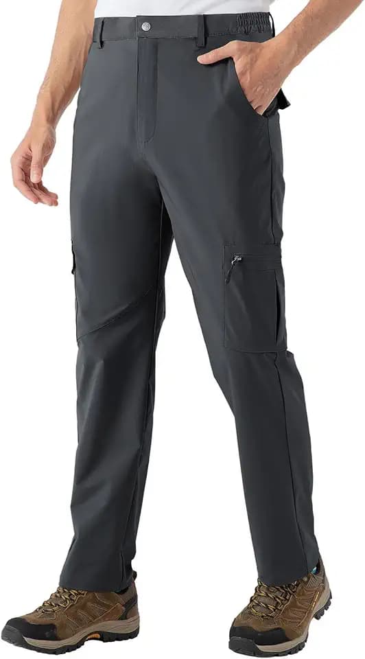Rdruko Leichte Herren-Wanderhose, wasserabweisend, Outdoor-Cargohose, schnell trocknend, für Spaziergänge, Reisen, Arbeit, Angeln, mit 6 Taschen