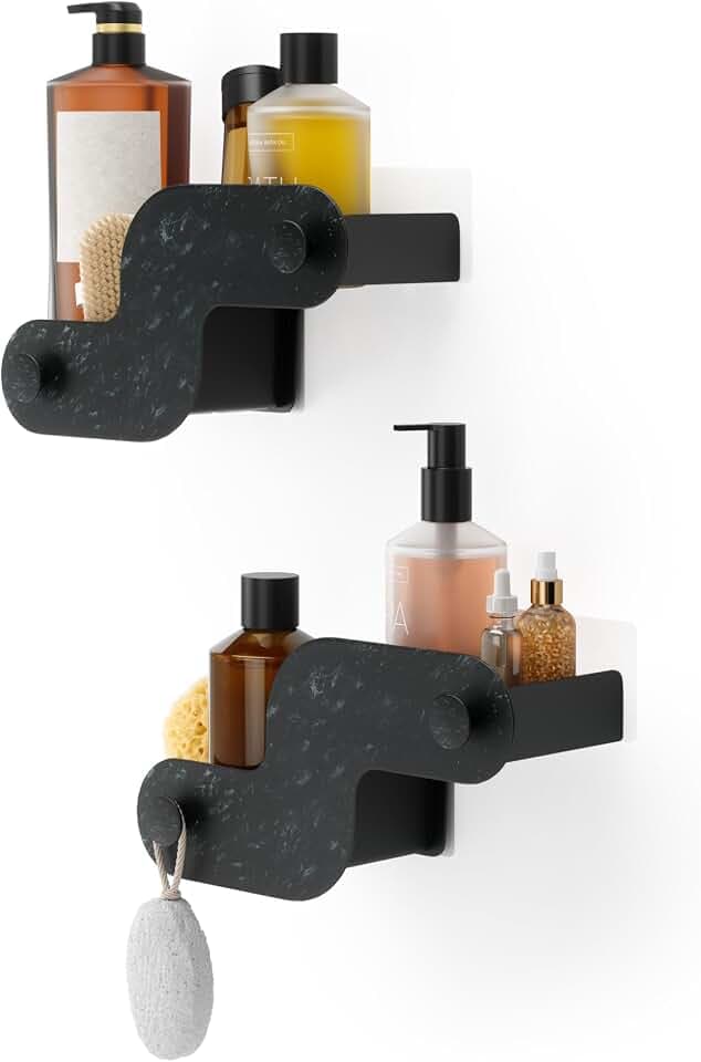 Umbra Nami Shower Caddy, Adhesive No Drill Bathroom, Set of 2, Ocean Black