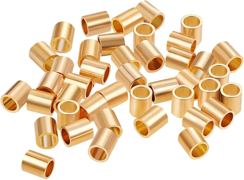 BENECREAT 60 STUCKE 18K Gold plattierte Perlen Metallperlen fur DIY Schmuckherstellung und andere handwerkliche Arbeiten - 3.5x4mm, Saulenform