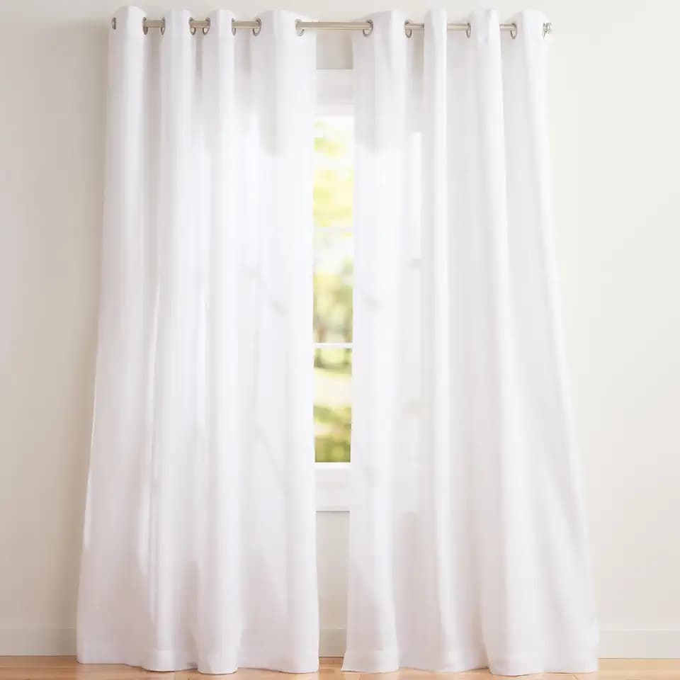 Exclusive Home Loha Linen Grommet Top Curtain Panel Pair, 84"x54", Winter White
