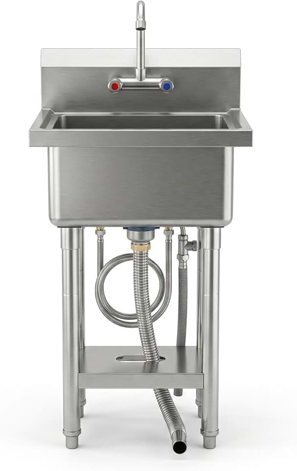 Garvee 39" Stainless Steel Freestanding Laundry Sink, No Faucet
