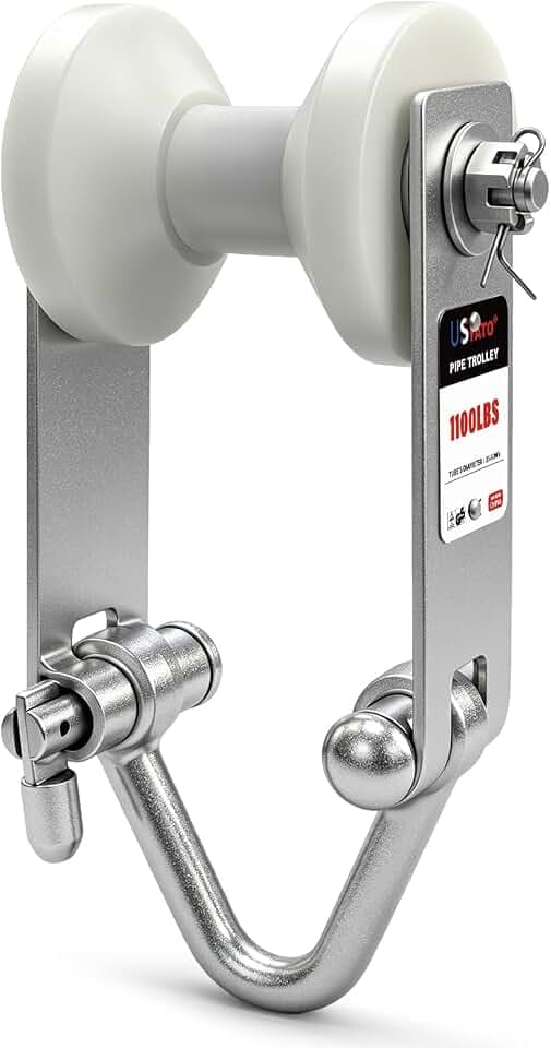 1100LB Pipe Trolley for 1.37"-2.36" Round Pipe, Overhead Garage Lift for Ceiling Track & Workshop