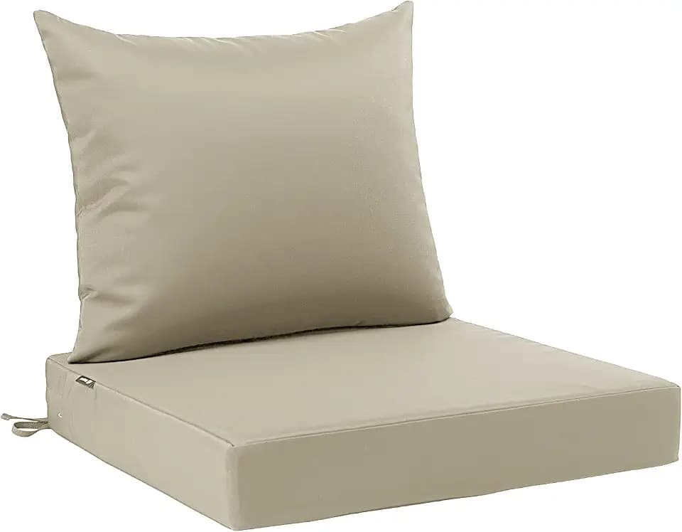 Favoyard Outdoor Patio Seat Cushions Set, 24 x 24 Inch, Waterproof, Beige
