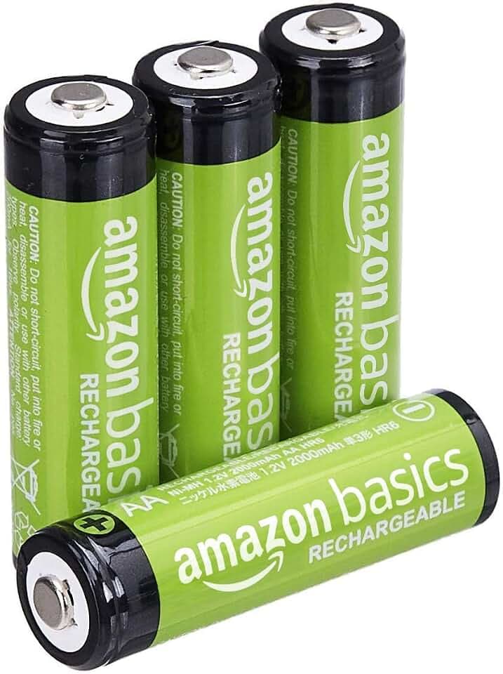 Amazon Basics 4er-Pack wiederaufladbare AA-NiMH-Batterien, 2000 mAh, 1,2 V, bis zu 1000x aufladbar, vorgeladen
