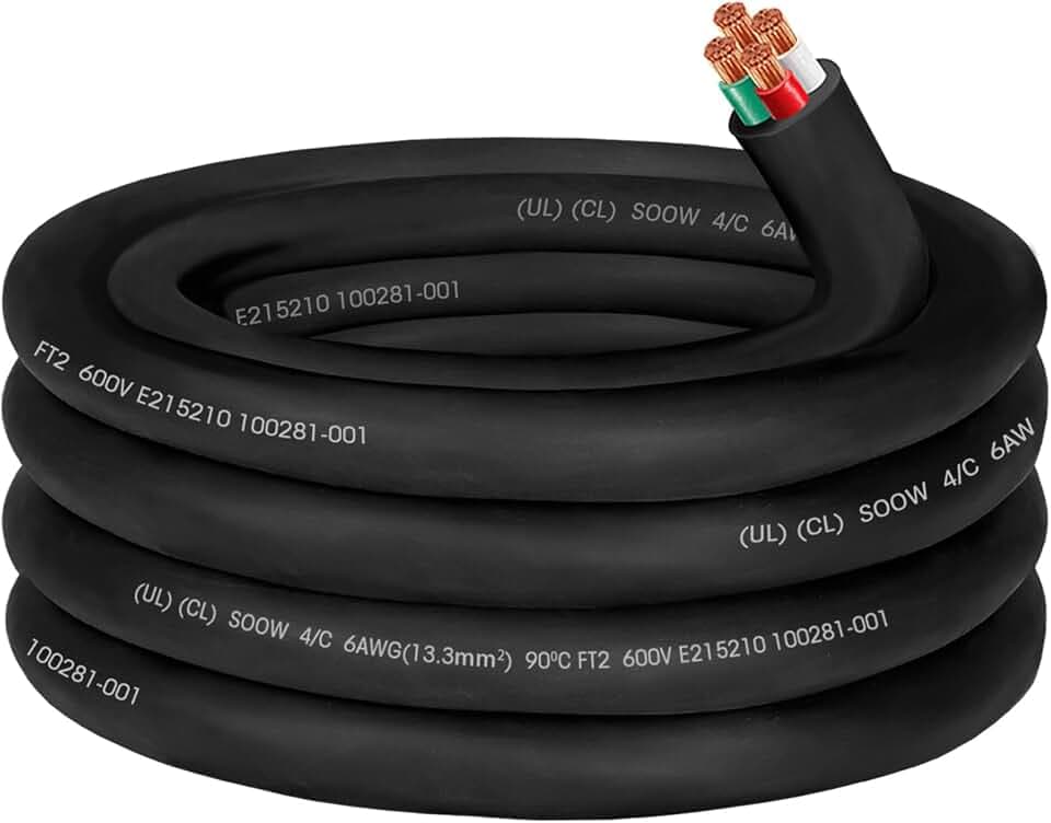 10ft 6/4 SOOW Cable Portable Power Cable,50 amp Wire 6/4 SO Cord SOOW Wire
