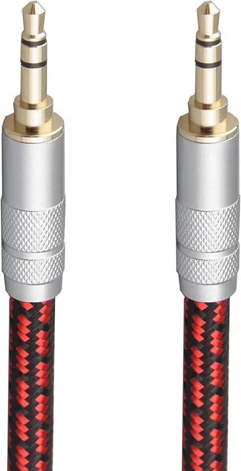 Audiophile High Purity Copper Aux Audio Cable 3.5mm Male to 3.5mm Male Audio Auxiliary Cord Gold-Plated Stereo HiFi Adapter Cable (Straight to Straight, 9.8ft/3m)