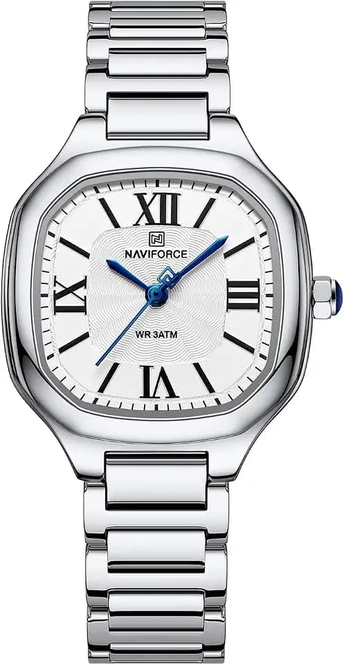 NAVIFORCE Fashion Vintage Watches for Women with Square Case Roman Dial,Stainless Steel Band Bracelets