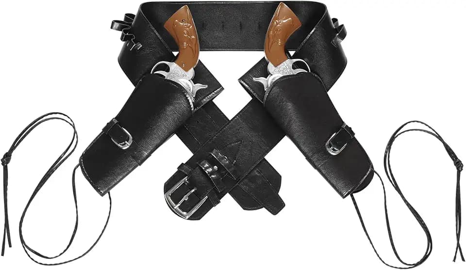W WIDMANN MILANO Party Fashion 01052 - Doppelter Pistolenhalter, aus Kunstleder, Schwarz, Kostümzubehör Cowboy