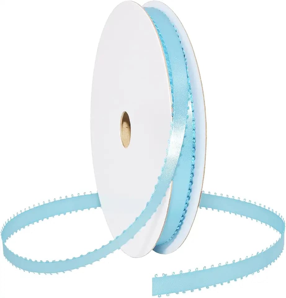 Morex Ribbon Picot Ribbons, Elegant for Wedding, Bridal, Baby Showers, 3/8" x 40 yd, Sky Blue