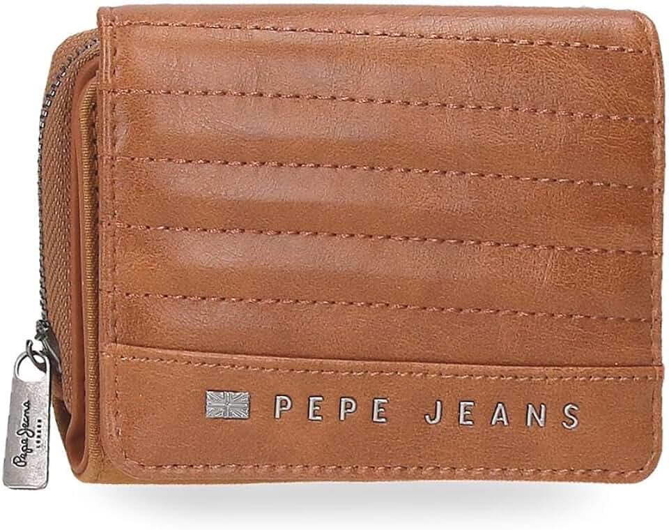 Pepe Jeans Biker, Kulturbeutel, Umhängetaschen, perfekt zum Organisieren, mehrere Fächer von Joumma Bags, braun, Billetero, Brieftasche