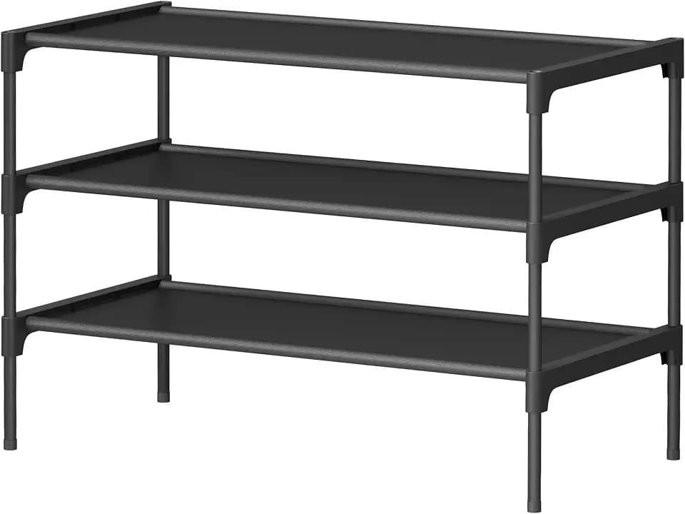 SONGMICS 3-Tier Shoe Rack, Space-Saving, Shoe Storage Organizer