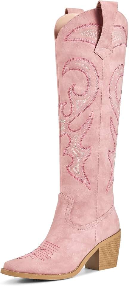 wetkiss Women's Knee High Cowboy Boots
