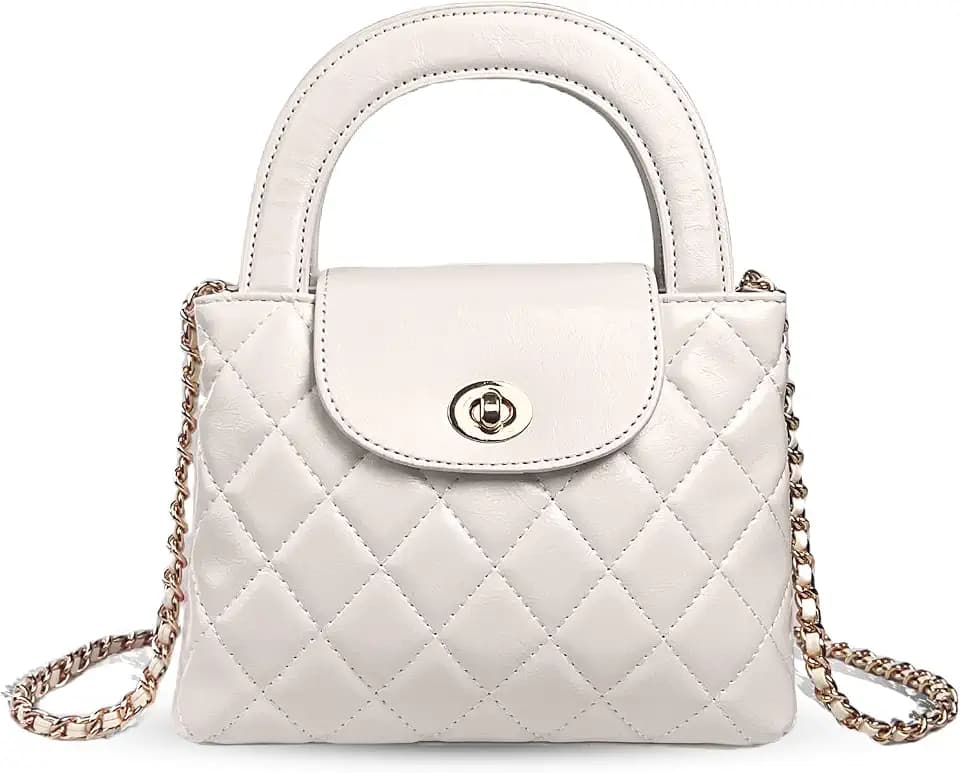 Quilted Crossbody Tote Bags for Women Small Top Handle Purse Trendy Designer Handbag Satchel Tote Shoulder Bag