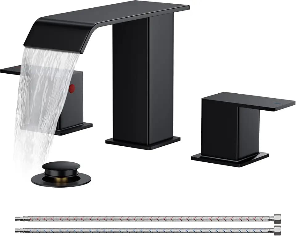 FORIOUS Bathroom Faucet 3 Hole 8" Widespread Sink Faucets Matte Black