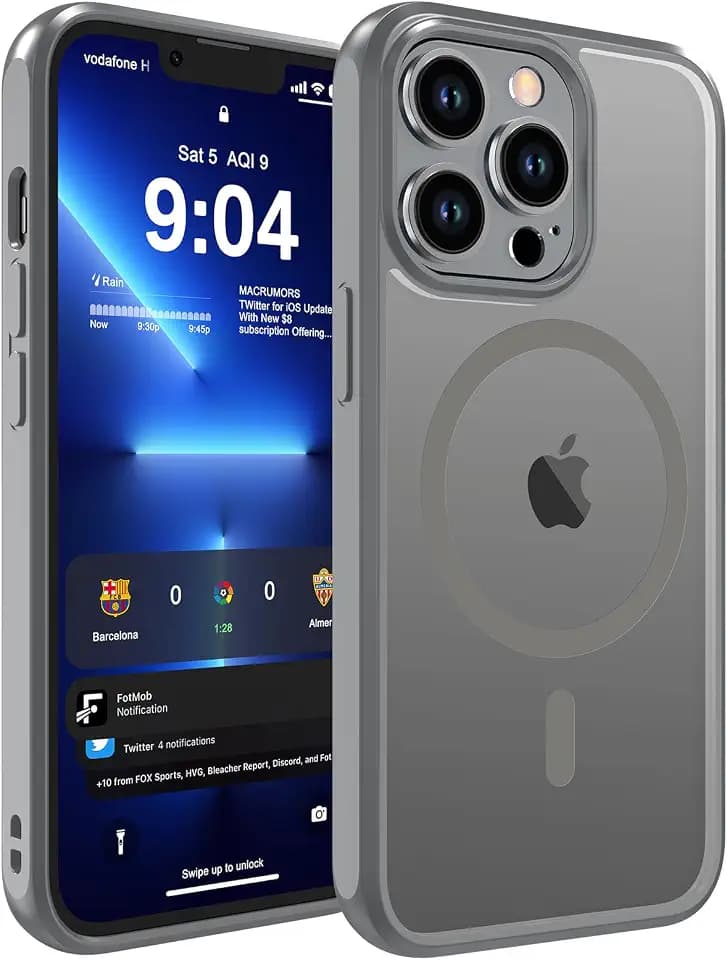WRJ Magnetic Matte Case for iPhone 13 Pro Max 6.7-Inch,Grey