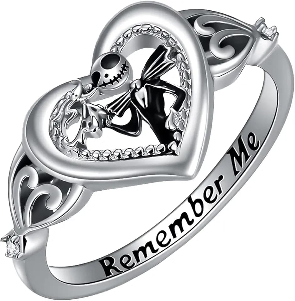 LILALO Jack Skellington Rings 925 Sterling Silver Jack and Zero Rings Fashion Jewelry for Women, Birthday Gift for Women Wife Girlfriend Mom Daughter