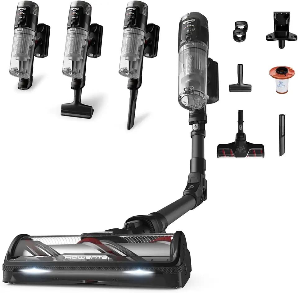 Rowenta X-Force Flex 12.60 Neo kabelloser Akku-Staubsauger, nur 1,6 kg als Handstaubsauger, 150 Air Watt, 60 Min. Laufzeit, Flex-Rohr, digitales Kontrolldisplay, LED-Beleuchtung, Schwarz, RH9L55E0