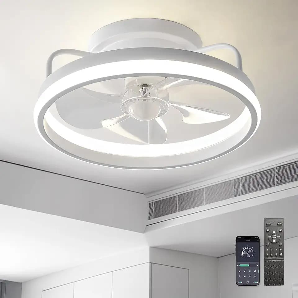 13 Inch Small Ceiling Fan with Light and Remote White01