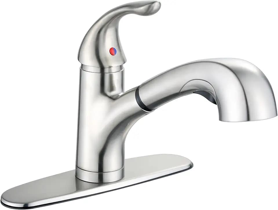 Brushed Nickel Single Handle Pull Out Kitchen Faucet,1 or 3 Hole