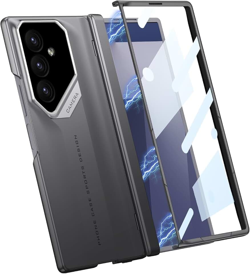 COQUE Hülle für Galaxy Z Fold 7,Schutzhülle mit Folie,Handyschale im Supercar-Stil,Fallschutz,360°-Komplettabdeckung,kabelloses Laden kompatible Hülle für Samsung Galaxy Z Fold 7-Grau