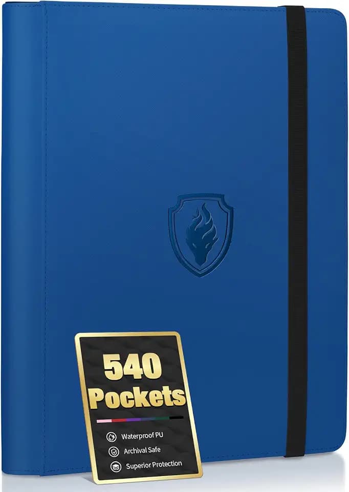 Premium 9 Pocket Card Binder for 540 Cards, Fabmaker PU Trading Card Binder