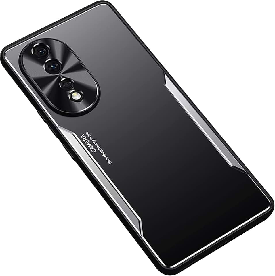 ESTH® Handyhülle für Honor 80 Hybrid Rüstung Aluminium Metall Stoßfester Bumper Cover Soft Silikon Militär Heavy Duty Case für Honor 80, Silber