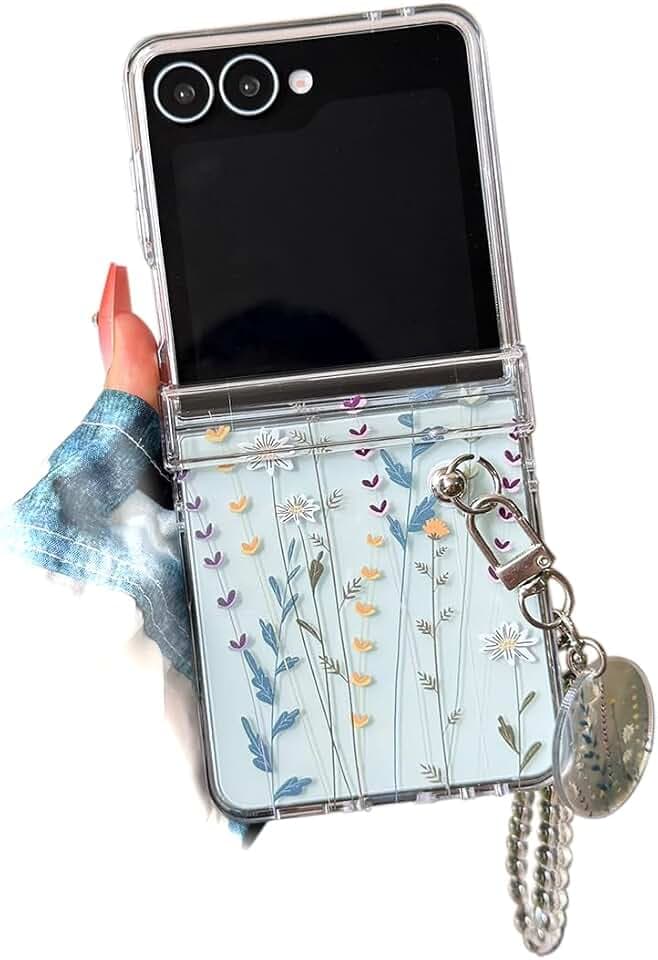 Hinge Protector Case for Samsung Galaxy Z Flip 7, Vertical Flower
