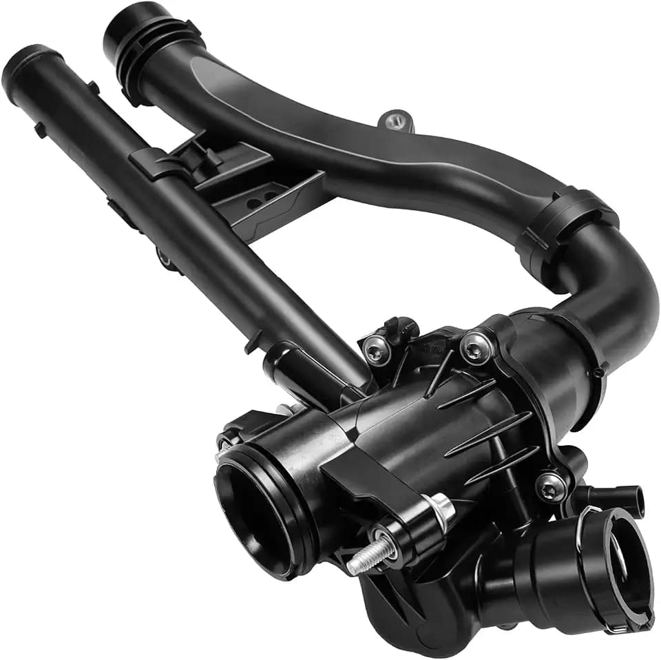 Engine Coolant Thermostat Housing Assembly compatible with Mercedes Benz C180 C200 C350E E300 GLC250 300 350E SLC180 200 300 SLK 300 L4 1.6L 2.0L 2015-2022 Replaces A2742000115 2742003100 2742004200