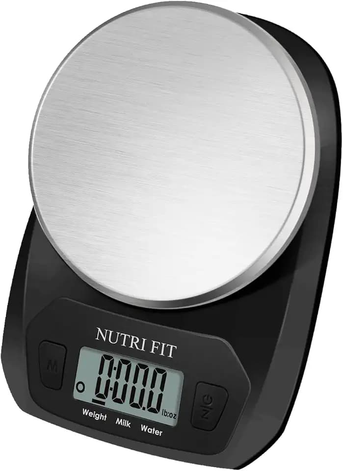 NUTRI FIT Mini Digitale Küchenwaage aus Edelstahl, 5KG/11lbs, Schwarz