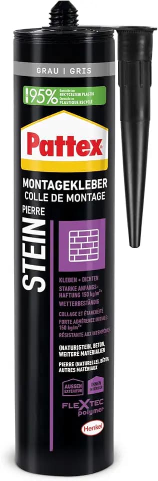 Pattex Montage Stein, Montagekleber für Stein & Naturstein, 1x420g