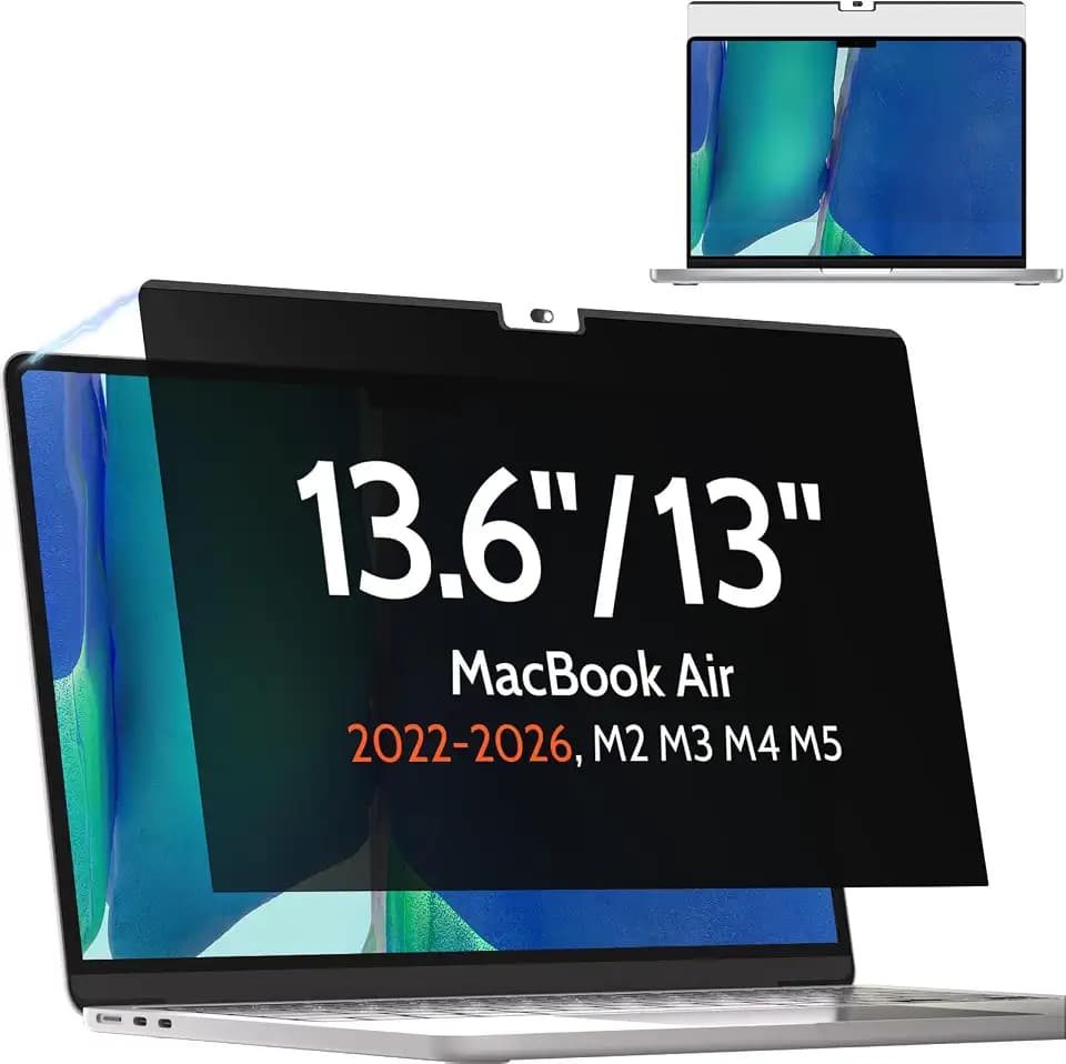 Magnetic Privacy Screen for MacBook Air 13.6 & 13 Inch 2022-2026 (M2, M3, M4, M5), Matte Removable Anti Glare Blue Light Filter
