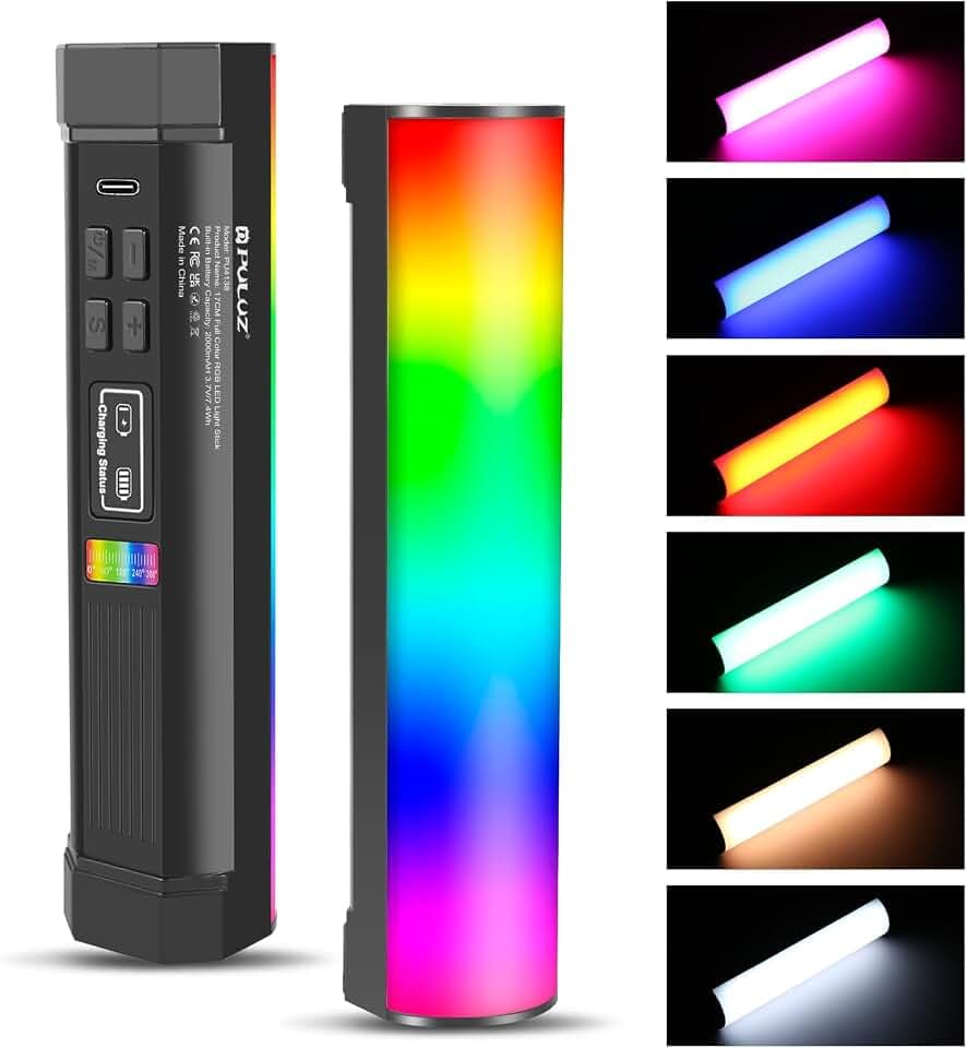 PULUZ Photography Lighting, 360° Magnetic Handheld Light Wand with 2000mAh Rechargeable Battery, 2500-9000K Dimmable Tube Light for Camera, Studio Photography, TikTok, YouTube, Vlog (17cm/6.7 in)