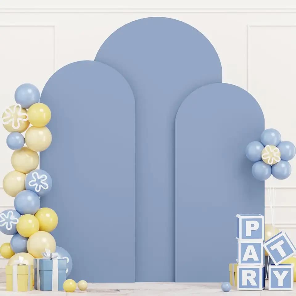 Dusty Blue Wedding Arch Cover Set of 3 Arch Cover Backdrop 4ft 5ft 6ft Spandex Fitted Arch Covers Round Top Chiara Arch Backdrop Stands Cover for Wedding Ceremony Banquet Decoration