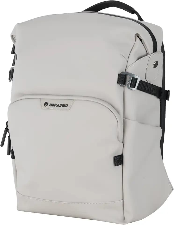 VANGUARD VEO Lite B20L Camera & Everyday Backpack (Cream) – Fits Full-Frame Camera with 70–200mm Attached + 3 Lenses, 14" Laptop Storage, Rear & Side Access, Convertible Daypack Design