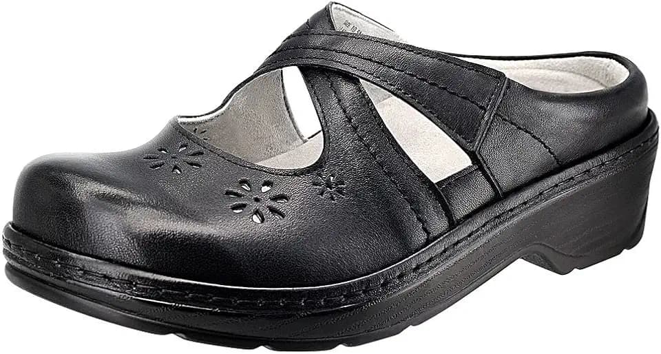 PAMIR Women's Mary Jane Clogs and Mules Leather Shoes with Arch Support