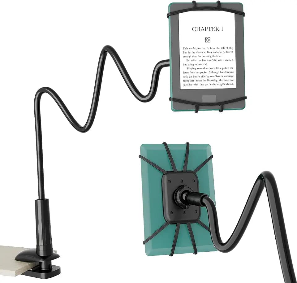 Gooseneck Kindle & Phone Holder for Bed,Kindle Stand for 4–8"