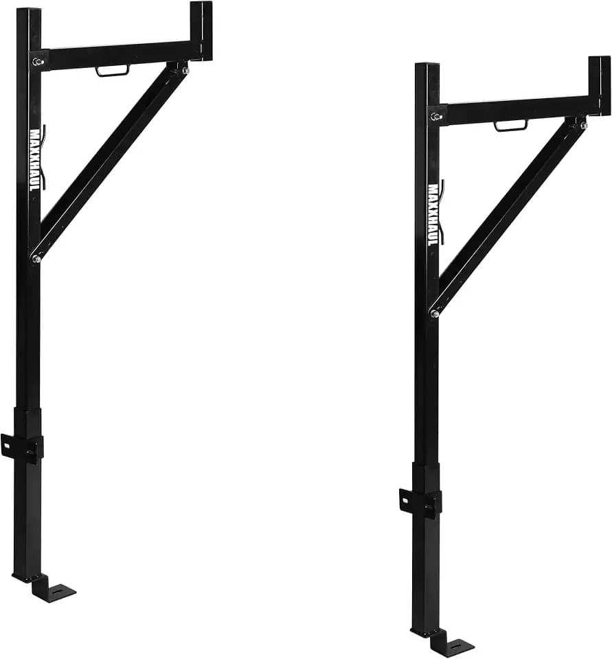 MAXXHAUL Heavy Duty Truck Ladder Rack - Side Mount Alloy Steel, Adjustable 19-34 Inch Arms, 250 lb Capacity, Powder Coat Finish (70233)