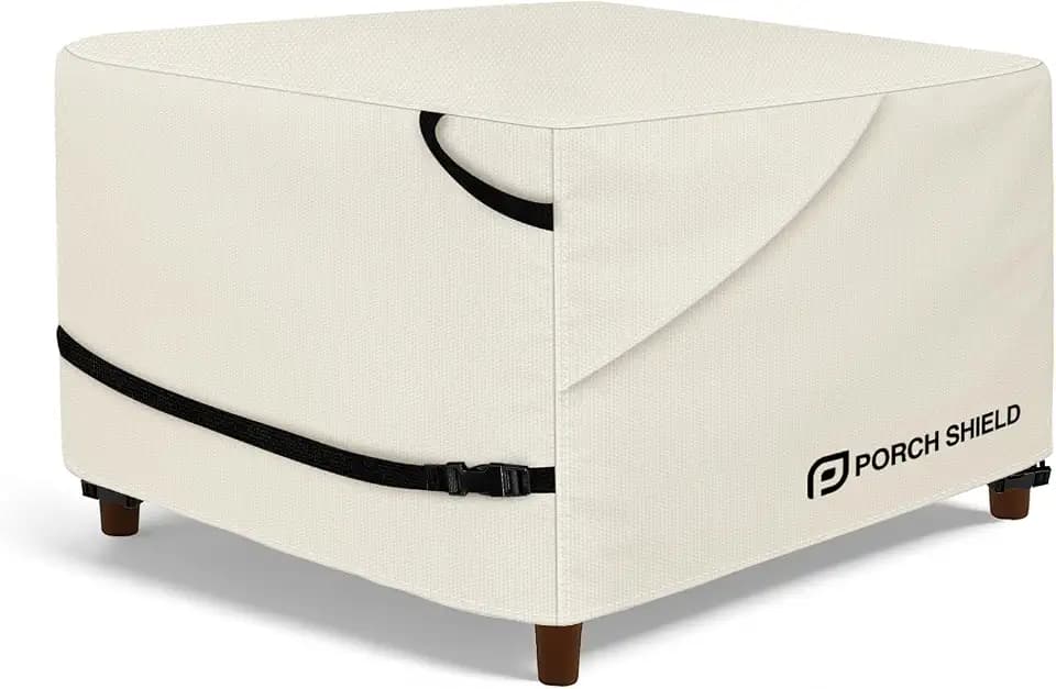 Porch Shield Waterproof Patio Ottoman Cover 31L x 31W x 18H inch, Beige