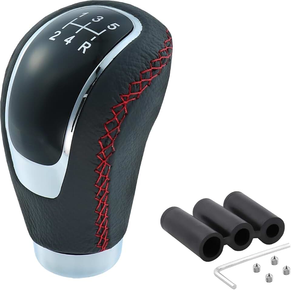 5 Speed Shift Knob Manual Cars Gear Shifter Leather Red