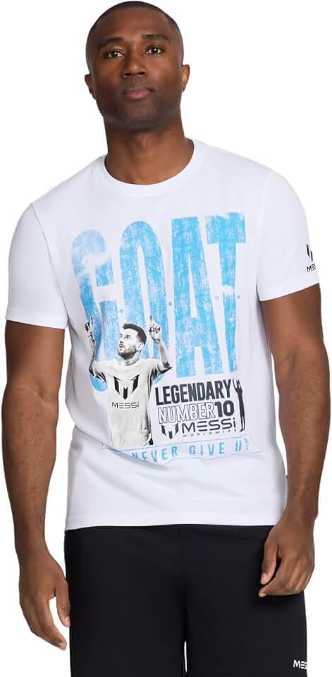 Messi Men's Goat Tee, Lifestyle Short Sleeve T-Shirt, Standard Fit with Graphic