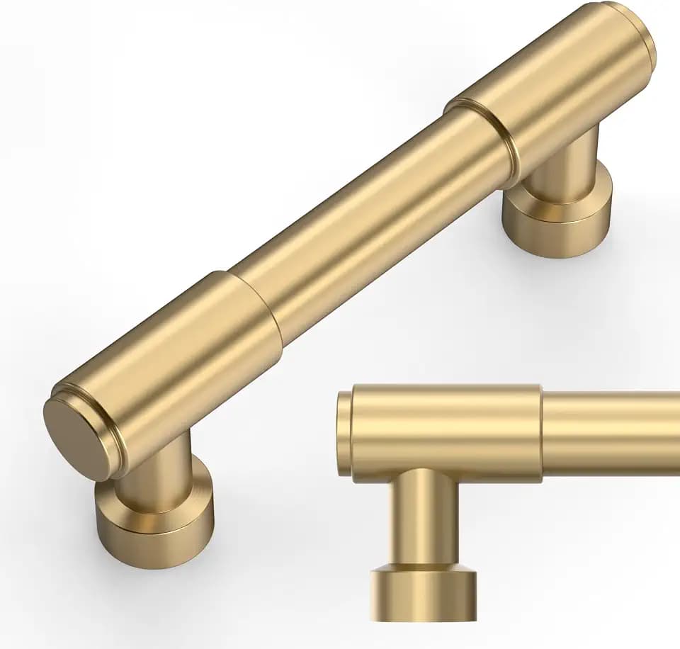 Amerdeco 10 Pack Champagne Bronze Cabinet Pulls 3 Inch(76mm) Hole Center Drawer Pulls Cabinet Hardware Kitchen Cabinet Handles for Bathroom ZH0075